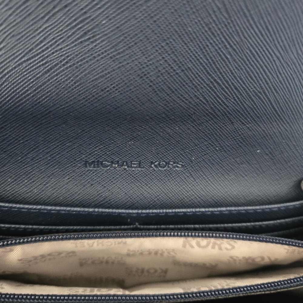 Michael Kors Navy MK Monogram Tote with Crossbody Strap - Picture 8 of 12
